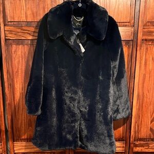 NWT J.Crew Navy Blue Faux Fur Coat